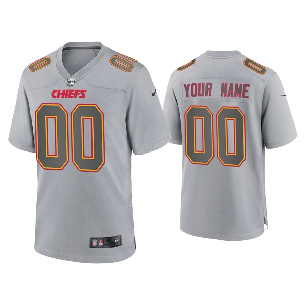 Men's Kansas City Chiefs Active Player Custom Gray Atmosphere Fashion Stitched Game Jersey